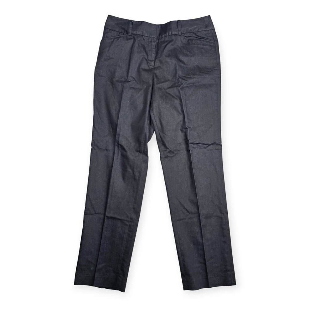 AK Anne Klein Straight Leg Pants Black Coated Stretch Women's Size 12